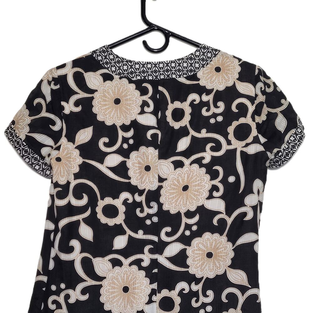 Trina Turk  Womens Black Floral Boho Travel Career Dress V-Neck Silk Blend SZ‎ 6 - Picture 3 of 8
